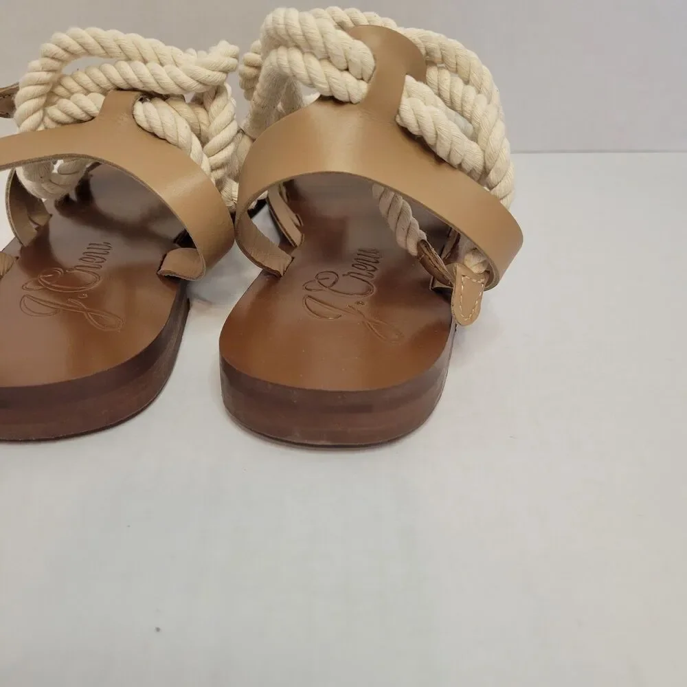 J.Crew Rope Gladiator Sandals Women's 7.5 Tan Leather Made in Italy NWOB